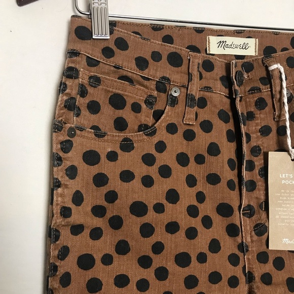 NWT Madewell Brown Leopard Dot 10” High-Rise Lyocel Skinny Pants Womens Sz 27 - Picture 6 of 16